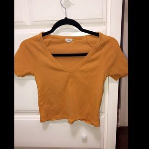 Yellow Garage Cropped v neck tee